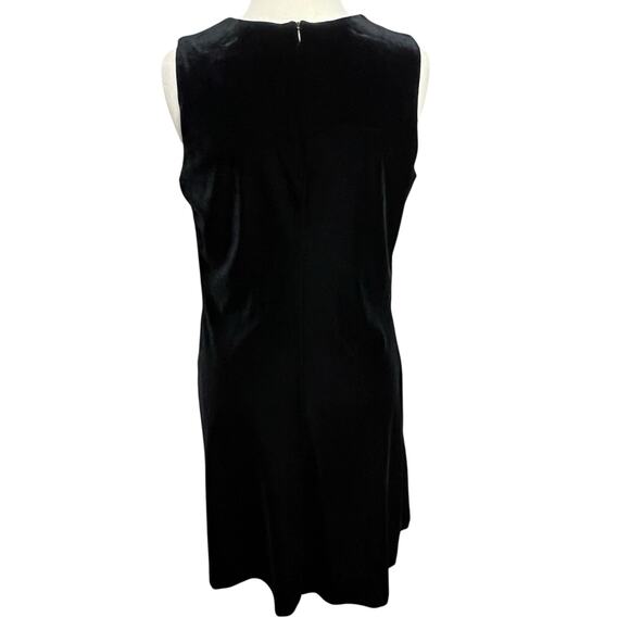 Molly Malloy Shift Dress 12 Petite Black Gray Velvet Classic Cocktail LBD Vtg - Picture 5 of 14